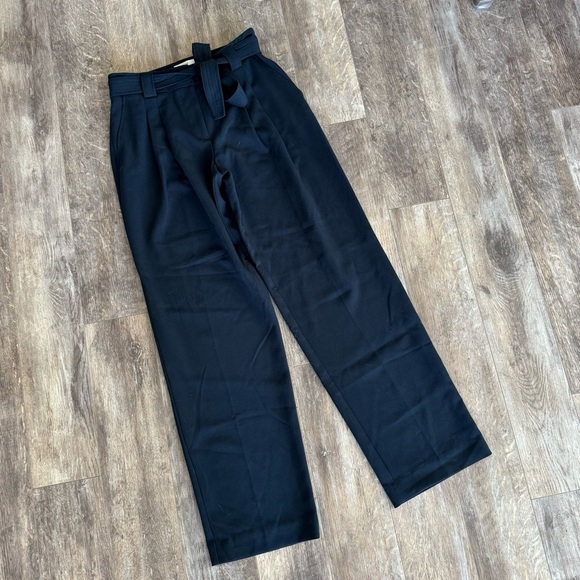 Like new! Mauve by Anthropologie Paper-bag High-Waisted Straight-Leg Pants -Navy - Picture 7 of 7